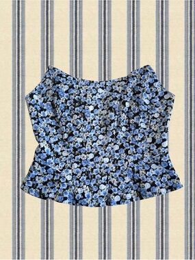 Lioness Blue Floral Strapless Corset Top